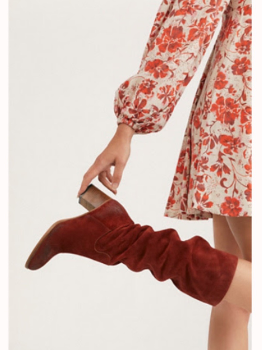 NWT- Free People- Cleo Slouch Distressed Boots- Color Rust- Size 8 US/ 38 EU